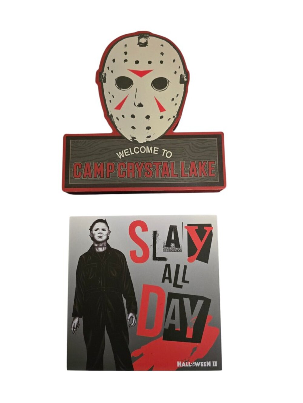 Halloween Horror Decor Bundle Michael Myers & Friday The 13th Block Signs 2 Pc